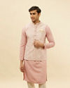 alt message - Manyavar Men Dusty Pink Floral Patterned Jacket image number 0